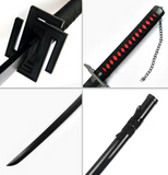 Bleach: Kurosaki Ichigo Zangetsu Square Tsuba Practice Katana Black (wooden)