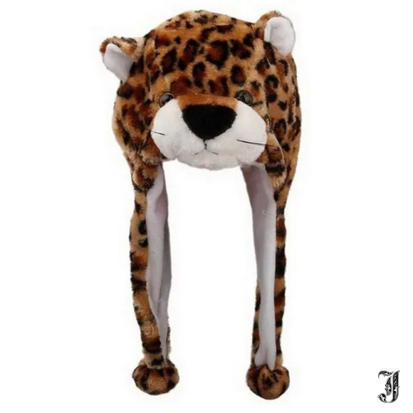 Plush Unisex Animal Cap: Leopard